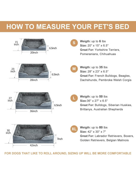 Cama Ortopédica para Perros WNPETHOME Grande 91x68cm Impermeable