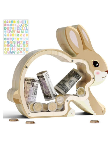 Hucha de Madera Conejo Uniwooder Personalizable 25x7x22cm