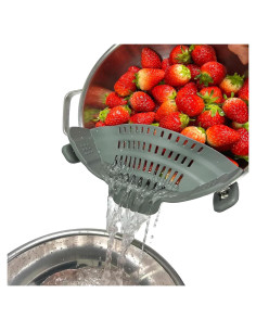 Colador Flexible de Silicona MOSOLE Clip On 25.4x12.7cm Gris