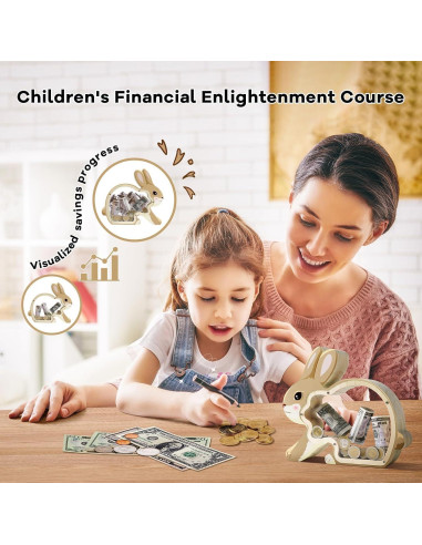 Hucha de Madera Conejo Uniwooder Personalizable 25x7x22cm