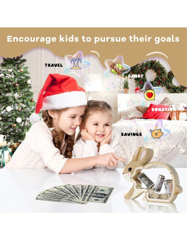 Hucha de Madera Conejo Uniwooder Personalizable 25x7x22cm