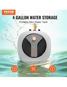 Calentador de Agua Eléctrico VEVOR 15 Litros 1440W Pared 2