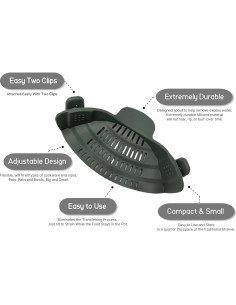 Colador Flexible de Silicona MOSOLE Clip On 25.4x12.7cm Gris 2