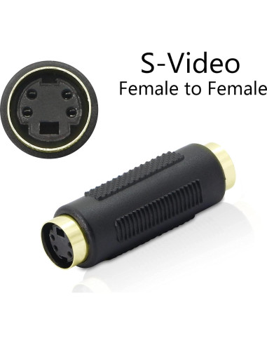 Adaptador S-Video Femenino a Femenino YACSEJAO 2Pack Conectores Dorados