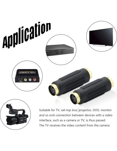 Adaptador S-Video Femenino a Femenino YACSEJAO 2Pack Conectores Dorados
