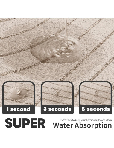 Conjunto de Alfombrillas de Baño Beige YIHOUSE 5 Piezas Antideslizantes