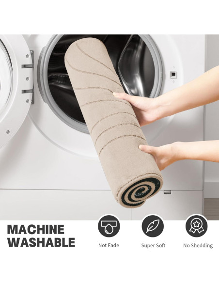 Conjunto de Alfombrillas de Baño Beige YIHOUSE 5 Piezas Antideslizantes