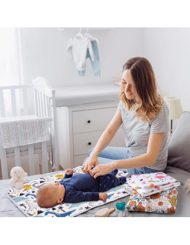Alfombrilla para Cambiar Pañales Bnditeu 61x76cm Dinosaurio Azul