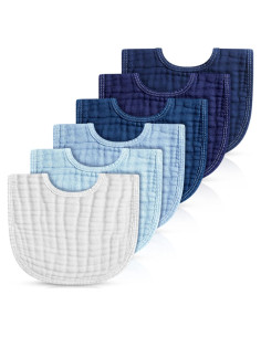 Baberos de Muselina Frienda 6 Pcs Algodón Azul 30x21 cm