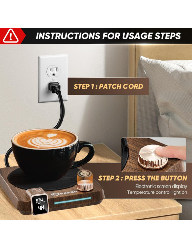 Calentador de Tazas Saker CP74768 con Pantalla Digital y 9 Temperaturas