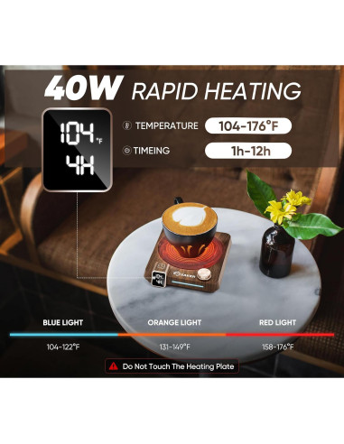 Calentador de Tazas Saker CP74768 con Pantalla Digital y 9 Temperaturas