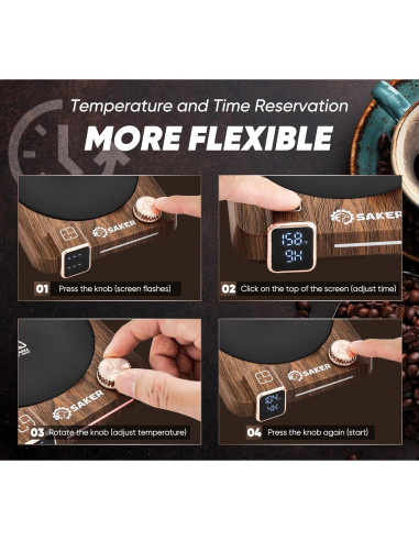 Calentador de Tazas Saker CP74768 con Pantalla Digital y 9 Temperaturas