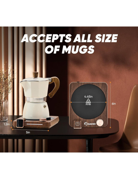 Calentador de Tazas Saker CP74768 con Pantalla Digital y 9 Temperaturas