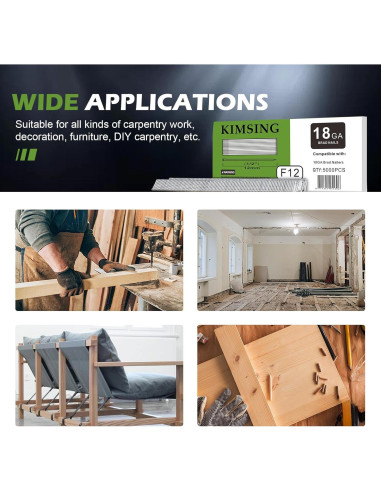 Clavos Brad Galvanizados 18GA 12mm 5000 Piezas KIMSING