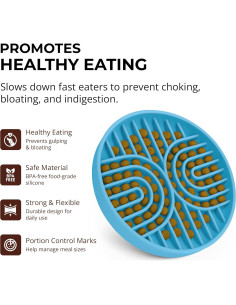 Cuenco Antideslizante para Perros de Alimentación Lenta Azul 2