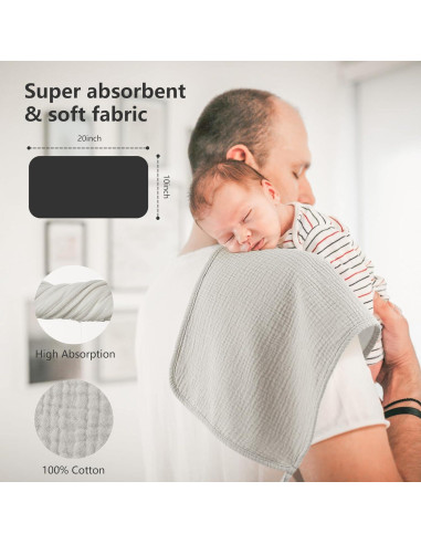 Paños de Eructo Bearmoss Muslin 100% Algodón 6 Piezas