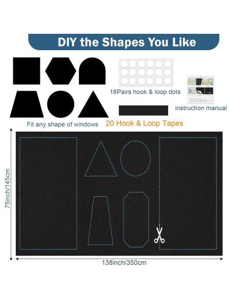 Cortina Blackout 350x145 cm Obcxin Opaca con Cintas de Bucle