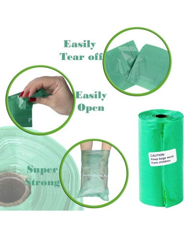 Bolsas de Poop Biodegradables PETSWORLD 1000 Rollos Aroma Pepino