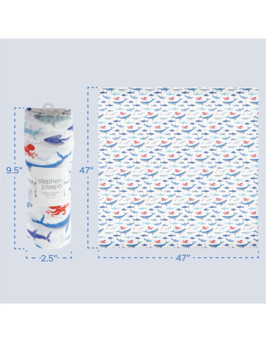 Manta de Muselina 100% Algodón Stephen Joseph Conejo 119x119cm