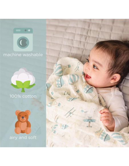 Manta de Muselina 100% Algodón Stephen Joseph Conejo 119x119cm