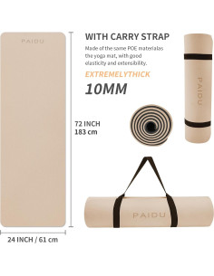 Alfombrilla de Yoga Antideslizante PAIDU 10mm Beige y Negro 2