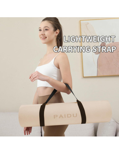 Alfombrilla de Yoga Antideslizante PAIDU 10mm Beige y Negro