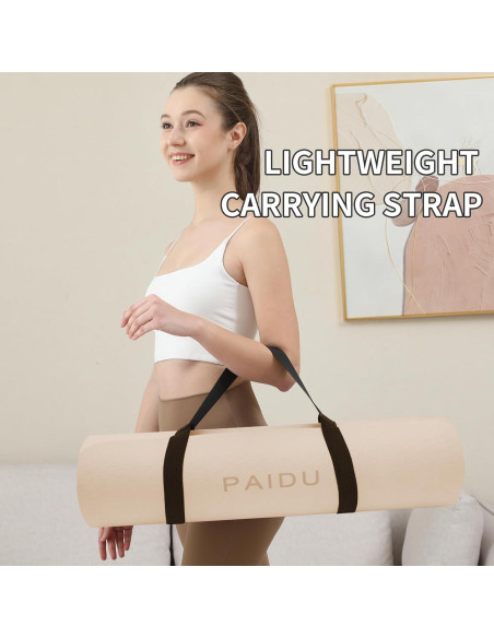 Alfombrilla de Yoga Antideslizante PAIDU 10mm Beige y Negro