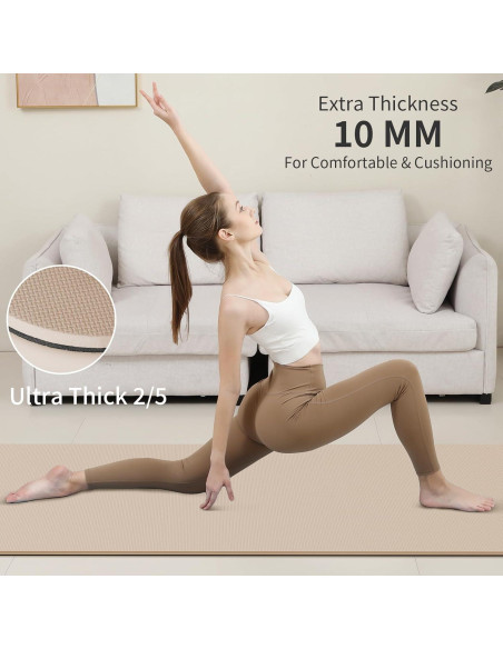 Alfombrilla de Yoga Antideslizante PAIDU 10mm Beige y Negro