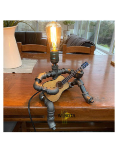 Lámpara de mesa steampunk WIBOTA con guitarra acústica 35cm