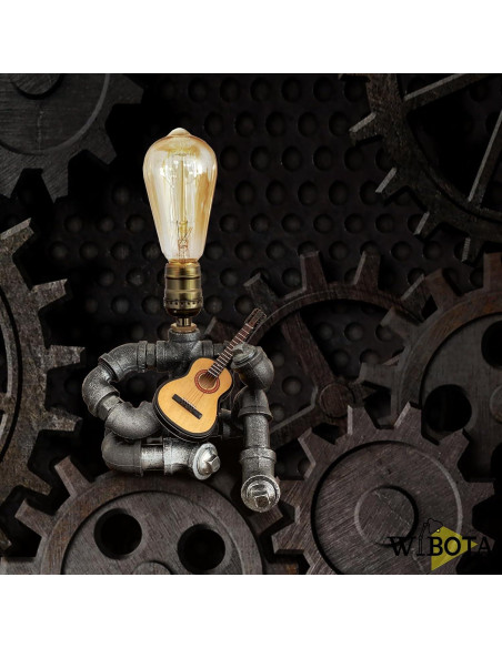 Lámpara de mesa steampunk WIBOTA con guitarra acústica 35cm