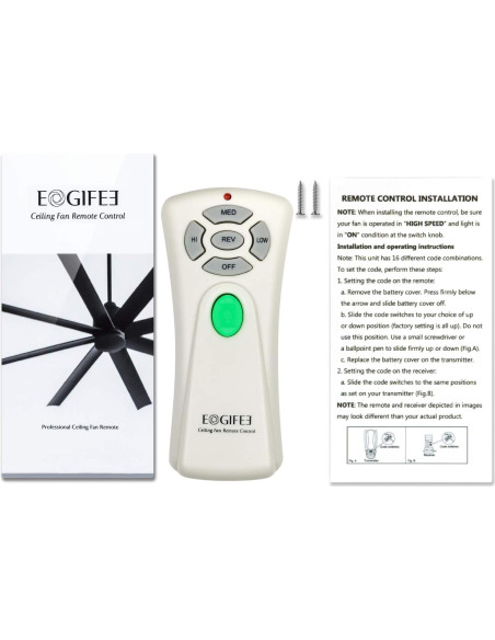 Control Remoto Ventilador de Techo Eogifee UC7080T 3 Velocidades