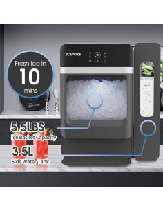 Fabricador de Hielo Nugget ICEVOKE 34 kg/día Autolimpiante 2