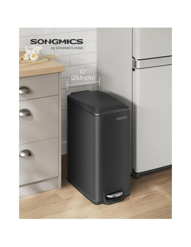 Bote de Basura Slim SONGMICS 50L Acero Inoxidable Negro