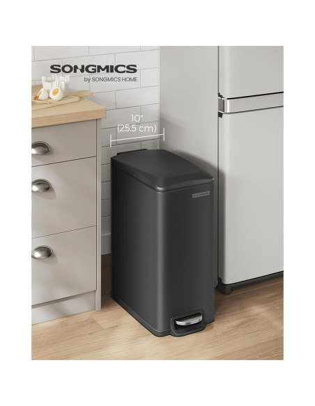 Bote de Basura Slim SONGMICS 50L Acero Inoxidable Negro