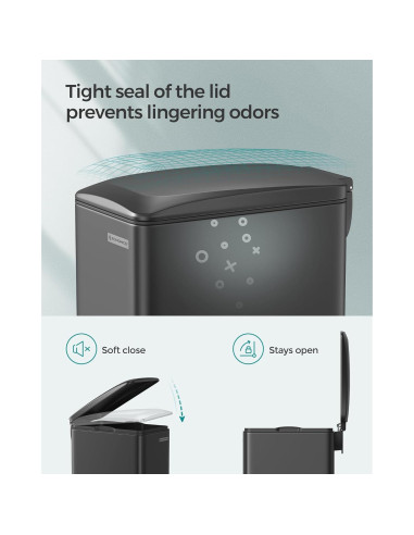 Bote de Basura Slim SONGMICS 50L Acero Inoxidable Negro