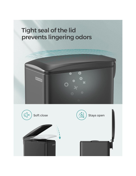 Bote de Basura Slim SONGMICS 50L Acero Inoxidable Negro