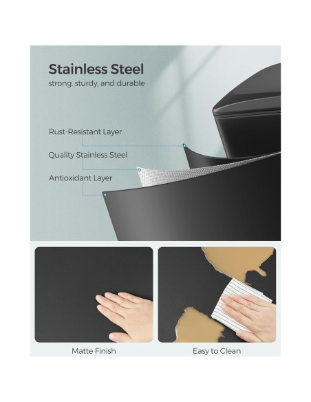 Bote de Basura Slim SONGMICS 50L Acero Inoxidable Negro