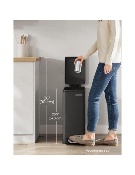 Bote de Basura Slim SONGMICS 50L Acero Inoxidable Negro