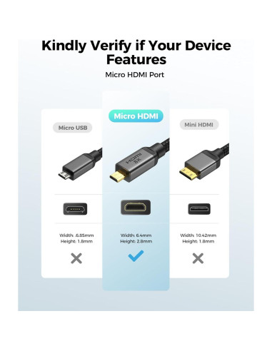 Cable Micro HDMI a HDMI Silkland 8K 0.30m 48Gbps HDR Compatible