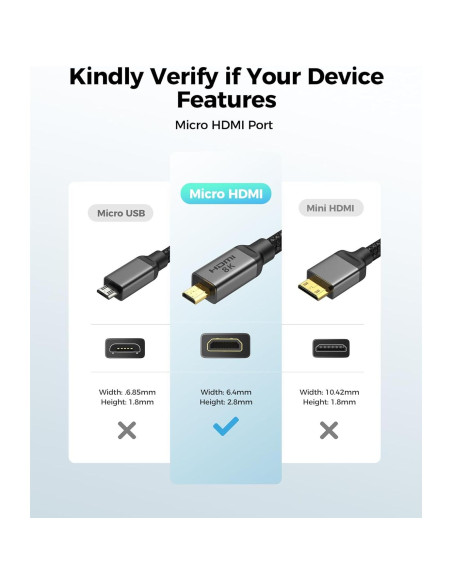 Cable Micro HDMI a HDMI Silkland 8K 0.30m 48Gbps HDR Compatible