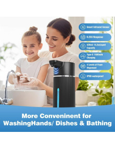 Dispensador de Jabón Automático ULTAC 420ml Sin Contacto Negro 2