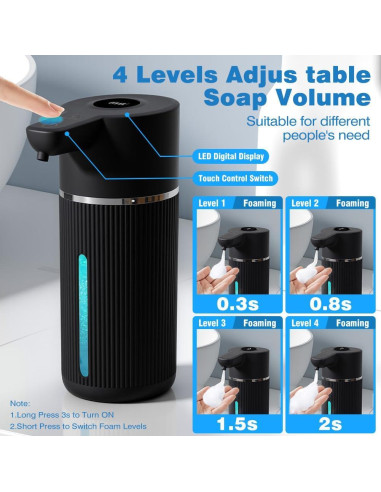 Dispensador de Jabón Automático ULTAC 420ml Sin Contacto Negro