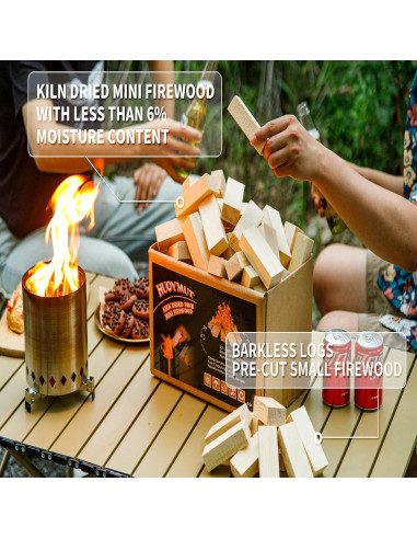 Leña Mini Secada al Horno HuoYmut 8.9 cm 1.81 kg para Fogatas