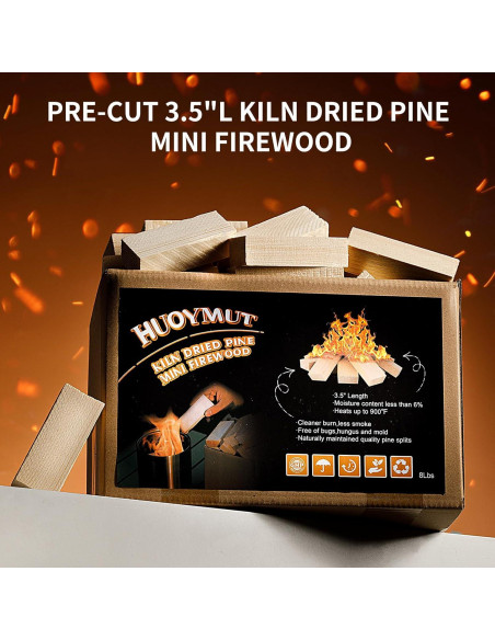 Leña Mini Secada al Horno HuoYmut 8.9 cm 1.81 kg para Fogatas