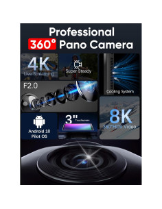 Cámara Vlog PANOX V2 360 - Video 5.7K, Foto 72MP, Pantalla 3" 2