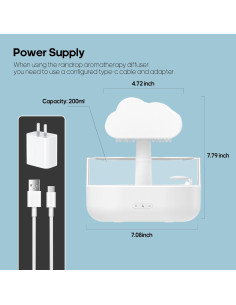 Humidificador de Nubes de Lluvia Rican 200ml Luz Nocturna 2