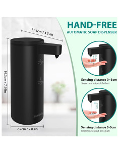 Dispensador Automático de Jabón Mamiddle Negro IPX5 USB-C 2