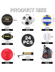 Conjunto de 18 Pelotas Deportivas Leyndo - Fútbol, Baloncesto, Voleibol 2