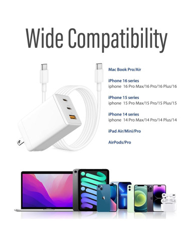 Cargador USB-C 67W Shen Zhen - Carga Rápida 3 Puertos Plegable