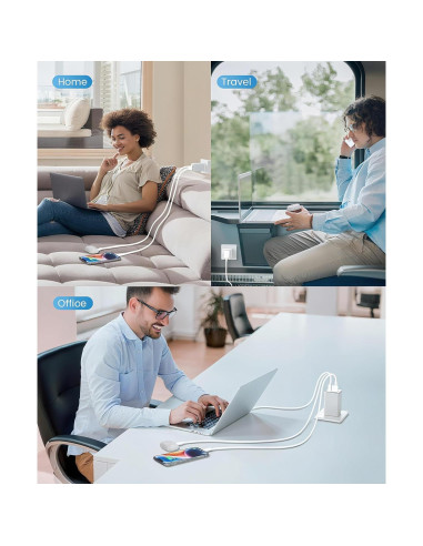 Cargador USB-C 67W Shen Zhen - Carga Rápida 3 Puertos Plegable